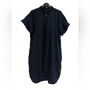 J. Crew Capitaine Linen Shirt Dress Black 2024 Season Large LAGENLOOK BY784